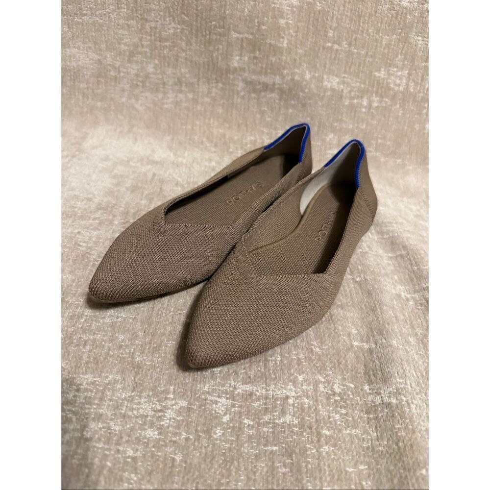 Rothy's Women's Point II Knit Pointed Slip On Ballet Flats Tan Size 7.5 NWOT